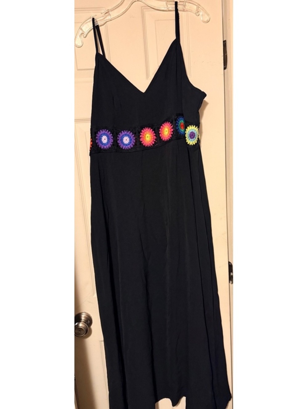 Women’s Plus SHEIN Black Long Maxi Sundress Neon Bright Crochet Detail